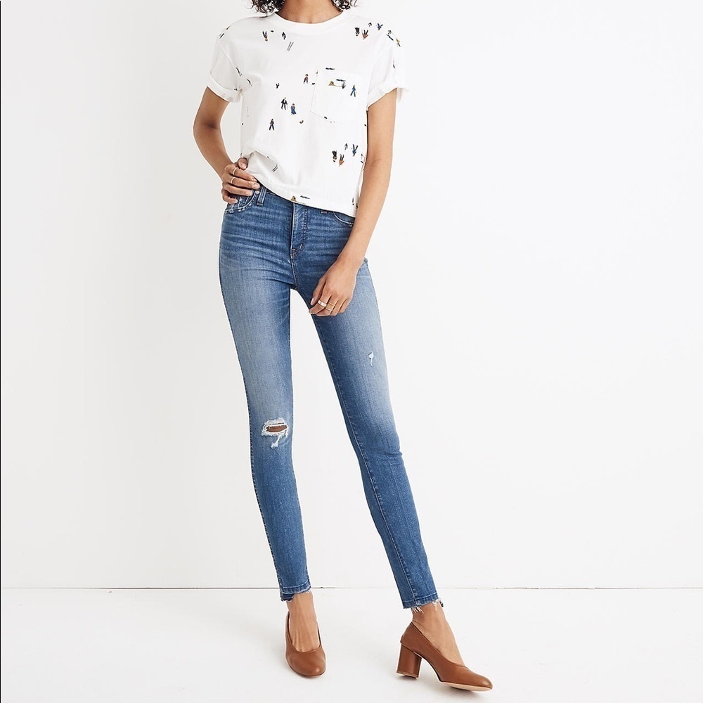 Madewell Women's 10" High-Rise Skinny Jeans Drop Step-Hem Edition. Blue. Size 28